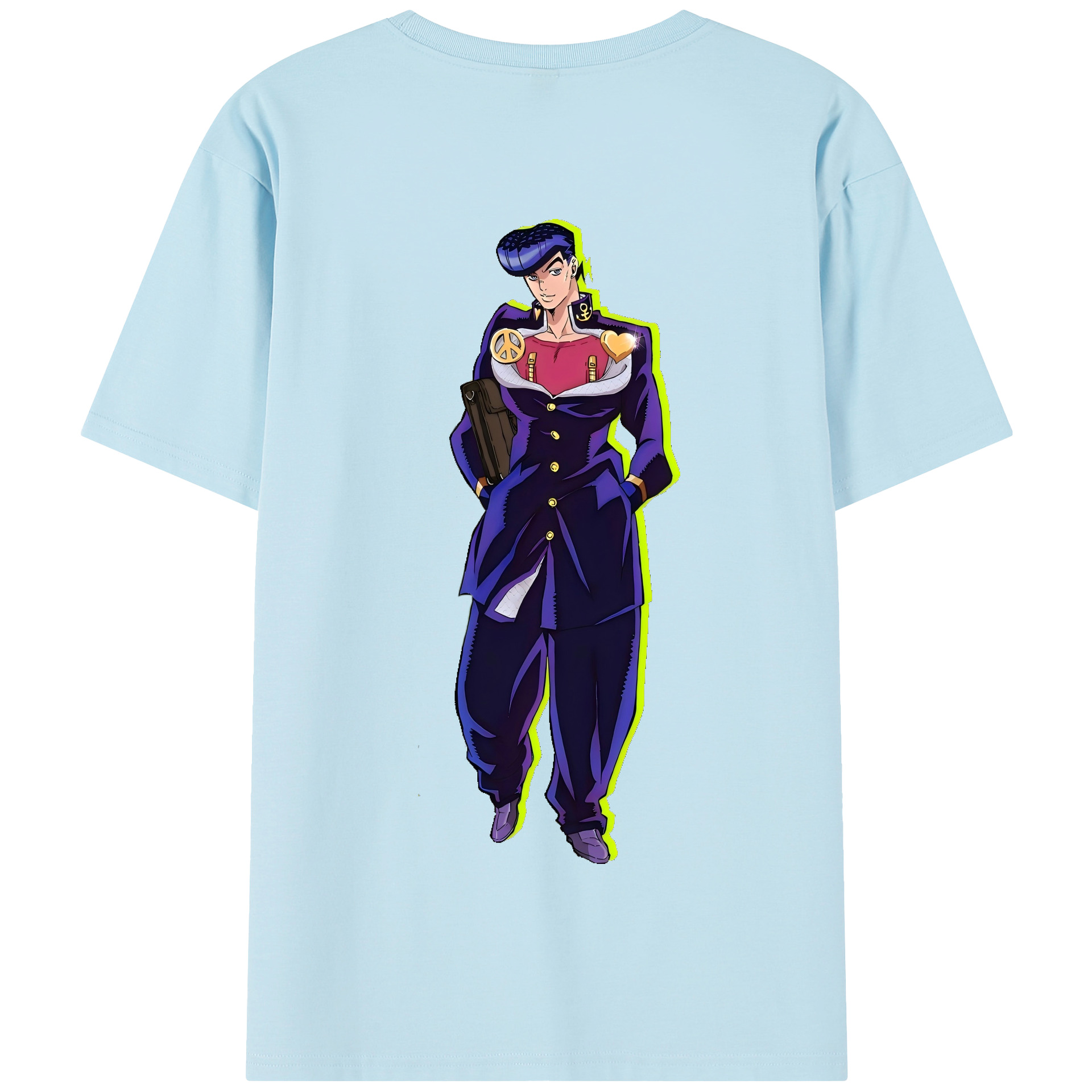 （画像用） ジョジョの奇妙な冒険 ひがしかた じょうすけ JoJo's Bizarre Adventure Higashikata Josuke 綿100％半袖Tシャツ（背面プリント）